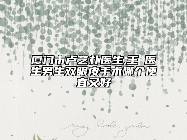廈門市盧藝樸醫(yī)生,王珺醫(yī)生男生雙眼皮手術哪個便宜又好