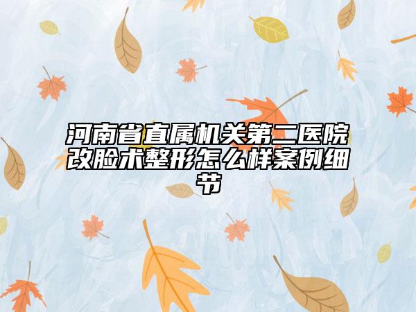 河南省直屬機(jī)關(guān)第二醫(yī)院改臉術(shù)整形怎么樣案例細(xì)節(jié)