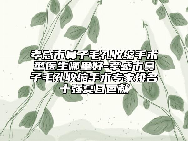孝感市鼻子毛孔收縮手術(shù)型醫(yī)生哪里好-孝感市鼻子毛孔收縮手術(shù)專(zhuān)家排名十強(qiáng)夏日巨獻(xiàn)
