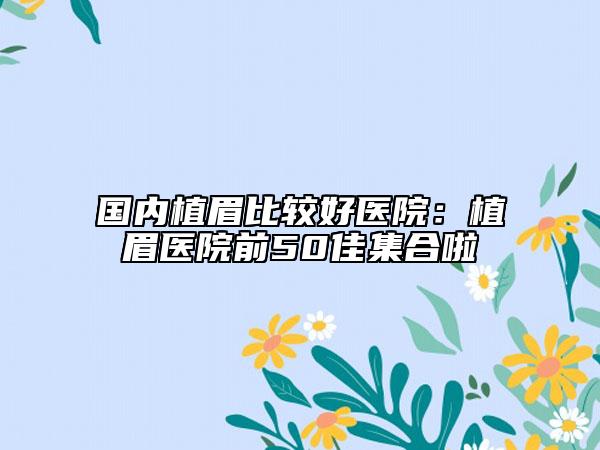 國(guó)內(nèi)植眉比較好醫(yī)院：植眉醫(yī)院前50佳集合啦