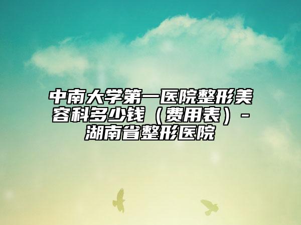中南大學(xué)第一醫(yī)院整形美容科多少錢（費用表）-湖南省整形醫(yī)院
