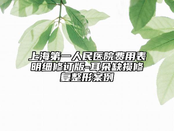 上海第一人民醫(yī)院費用表明細修訂版-耳朵缺損修復整形案例