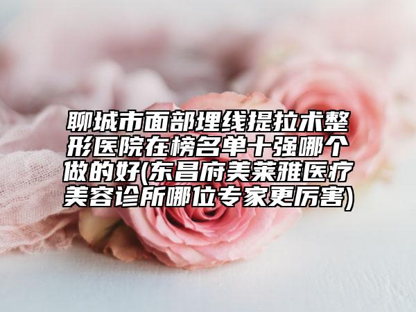 聊城市面部埋線提拉術(shù)整形醫(yī)院在榜名單十強哪個做的好(東昌府美萊雅醫(yī)療美容診所哪位專家更厲害)