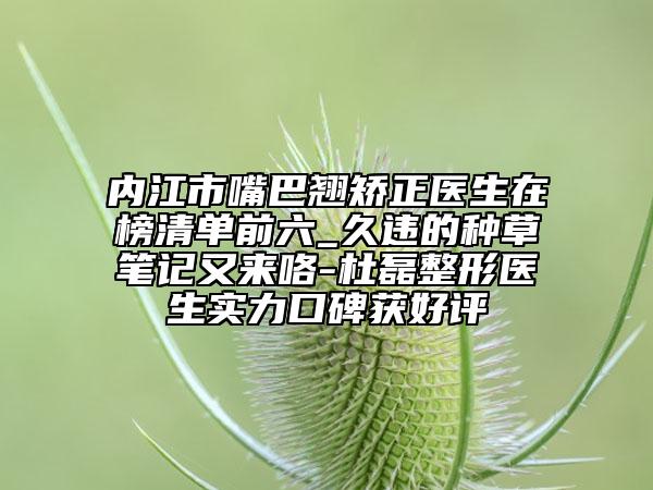 內(nèi)江市嘴巴翹矯正醫(yī)生在榜清單前六_久違的種草筆記又來(lái)咯-杜磊整形醫(yī)生實(shí)力口碑獲好評(píng)