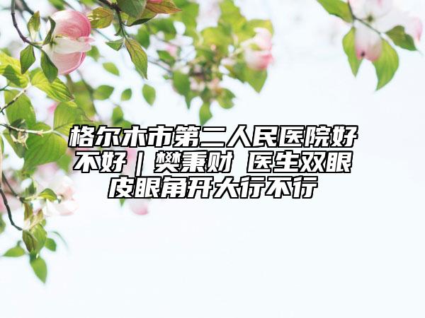 格爾木市第二人民醫(yī)院好不好｜樊秉財?醫(yī)生雙眼皮眼角開大行不行