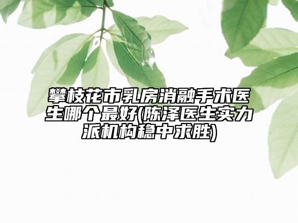 攀枝花市乳房消融手術醫(yī)生哪個最好(陳澤醫(yī)生實力派機構穩(wěn)中求勝)