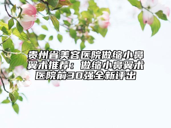 貴州省美容醫(yī)院做縮小鼻翼術(shù)推薦：做縮小鼻翼術(shù)醫(yī)院前30強全新評出