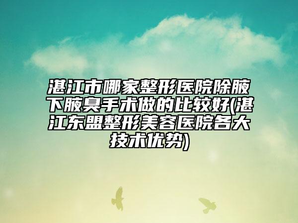 湛江市哪家整形醫(yī)院除腋下腋臭手術(shù)做的比較好(湛江東盟整形美容醫(yī)院各大技術(shù)優(yōu)勢)