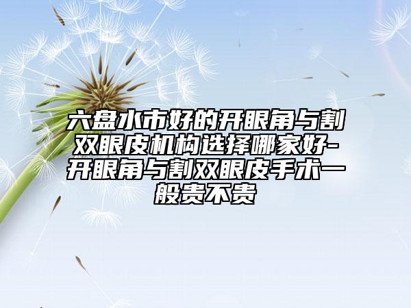 六盤(pán)水市好的開(kāi)眼角與割雙眼皮機(jī)構(gòu)選擇哪家好-開(kāi)眼角與割雙眼皮手術(shù)一般貴不貴