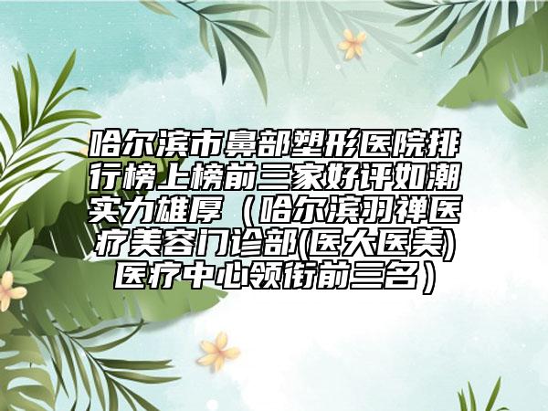 哈爾濱市鼻部塑形醫(yī)院排行榜上榜前三家好評如潮實(shí)力雄厚（哈爾濱羽禪醫(yī)療美容門診部(醫(yī)大醫(yī)美)醫(yī)療中心領(lǐng)銜前三名）