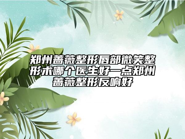 鄭州薔薇整形唇部微笑整形術(shù)哪個醫(yī)生好一點鄭州薔薇整形反響好