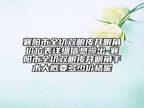 襄陽市全切雙眼皮開眼角價(jià)位表詳細(xì)信息曝出-襄陽市全切雙眼皮開眼角手術(shù)大概要多少價(jià)格呢