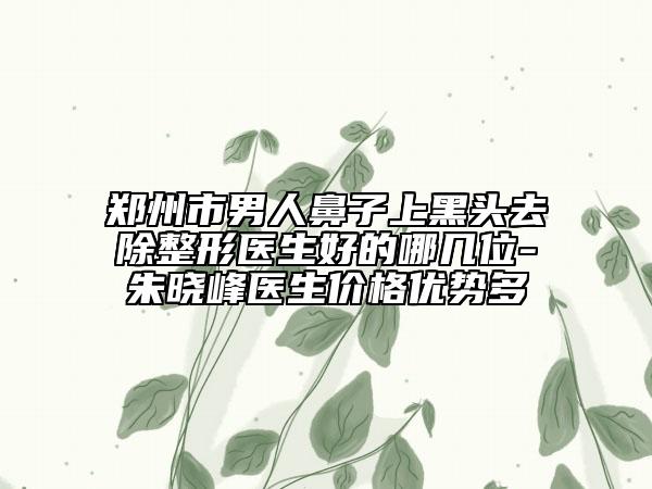 鄭州市男人鼻子上黑頭去除整形醫(yī)生好的哪幾位-朱曉峰醫(yī)生價(jià)格優(yōu)勢(shì)多