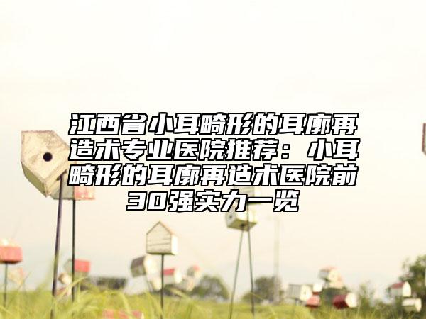 江西省小耳畸形的耳廓再造術(shù)專業(yè)醫(yī)院推薦：小耳畸形的耳廓再造術(shù)醫(yī)院前30強(qiáng)實(shí)力一覽