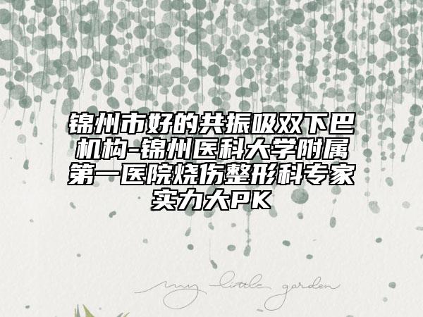 錦州市好的共振吸雙下巴機構(gòu)-錦州醫(yī)科大學附屬第一醫(yī)院燒傷整形科專家實力大PK