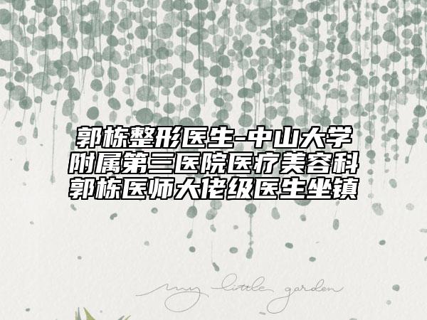 郭棟整形醫(yī)生-中山大學(xué)附屬第三醫(yī)院醫(yī)療美容科郭棟醫(yī)師大佬級醫(yī)生坐鎮(zhèn)