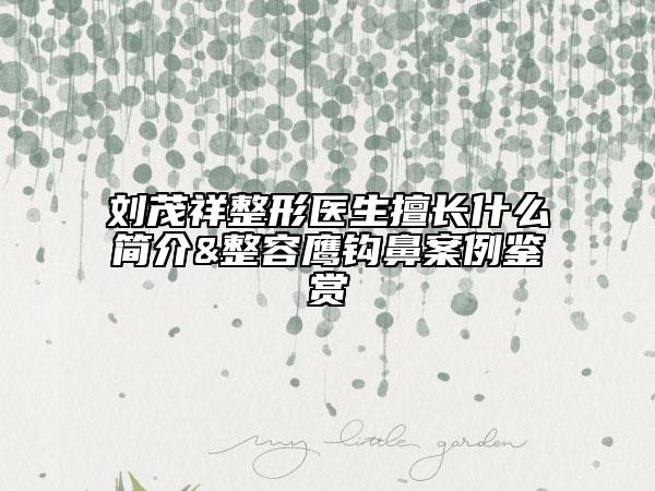 劉茂祥整形醫(yī)生擅長(zhǎng)什么簡(jiǎn)介&整容鷹鉤鼻案例鑒賞