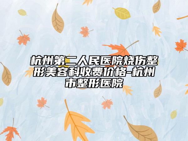 杭州第二人民醫(yī)院燒傷整形美容科收費(fèi)價(jià)格-杭州市整形醫(yī)院