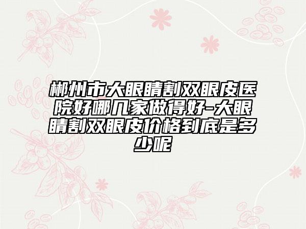 郴州市大眼睛割雙眼皮醫(yī)院好哪幾家做得好-大眼睛割雙眼皮價(jià)格到底是多少呢