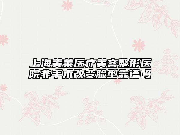 上海美萊醫(yī)療美容整形醫(yī)院非手術(shù)改變臉型靠譜嗎