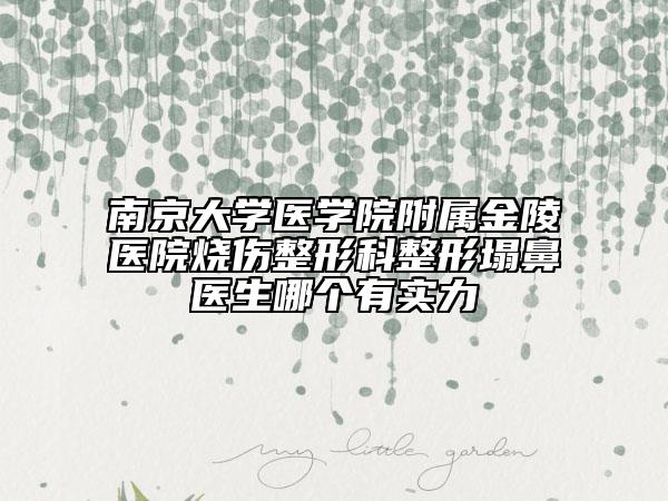 南京大學醫(yī)學院附屬金陵醫(yī)院燒傷整形科整形塌鼻醫(yī)生哪個有實力