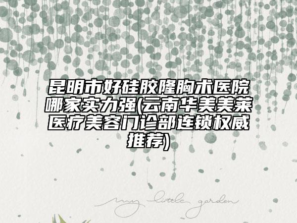 昆明市好硅膠隆胸術(shù)醫(yī)院哪家實(shí)力強(qiáng)(云南華美美萊醫(yī)療美容門診部連鎖權(quán)威推薦)