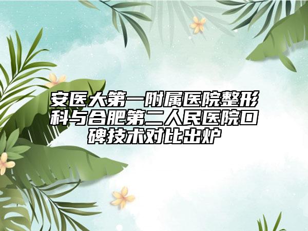 安醫(yī)大第一附屬醫(yī)院整形科與合肥第二人民醫(yī)院口碑技術(shù)對比出爐