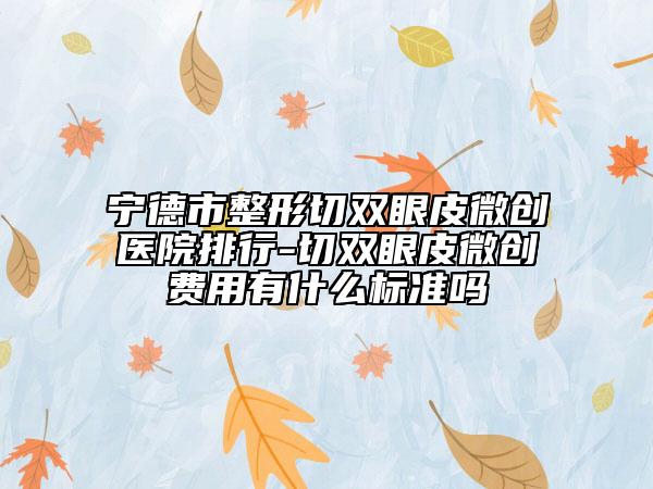 寧德市整形切雙眼皮微創(chuàng)醫(yī)院排行-切雙眼皮微創(chuàng)費(fèi)用有什么標(biāo)準(zhǔn)嗎