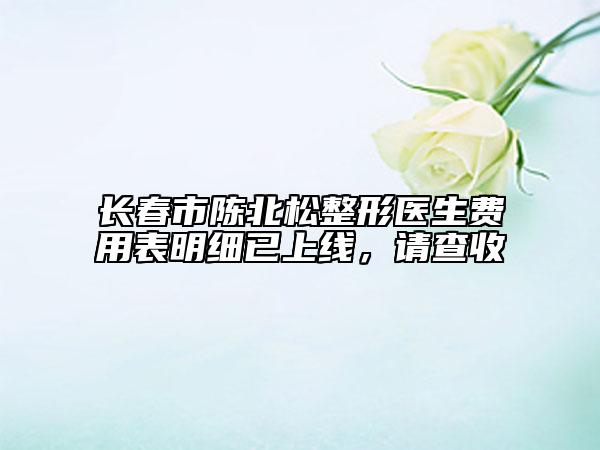 長春市陳北松整形醫(yī)生費(fèi)用表明細(xì)已上線，請(qǐng)查收