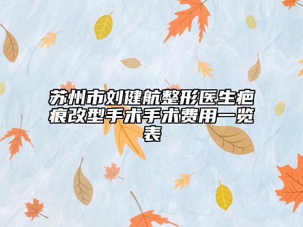 蘇州市劉健航整形醫(yī)生疤痕改型手術(shù)手術(shù)費(fèi)用一覽表
