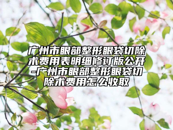 廣州市眼部整形眼袋切除術(shù)費(fèi)用表明細(xì)修訂版公開-廣州市眼部整形眼袋切除術(shù)費(fèi)用怎么收取