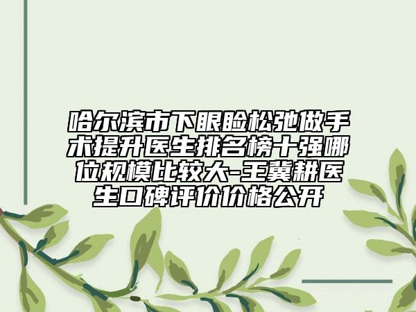 哈爾濱市下眼瞼松弛做手術(shù)提升醫(yī)生排名榜十強(qiáng)哪位規(guī)模比較大-王冀耕醫(yī)生口碑評(píng)價(jià)價(jià)格公開