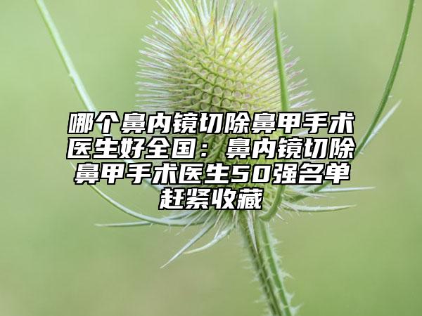 哪個鼻內(nèi)鏡切除鼻甲手術(shù)醫(yī)生好全國：鼻內(nèi)鏡切除鼻甲手術(shù)醫(yī)生50強名單趕緊收藏