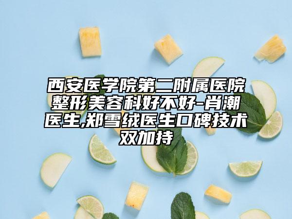 西安醫(yī)學院第二附屬醫(yī)院整形美容科好不好-肖潮醫(yī)生,鄭雪絨醫(yī)生口碑技術(shù)雙加持