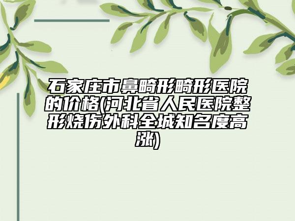石家莊市鼻畸形畸形醫(yī)院的價格(河北省人民醫(yī)院整形燒傷外科全城知名度高漲)