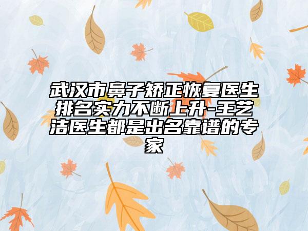 武漢市鼻子矯正恢復(fù)醫(yī)生排名實力不斷上升-王藝潔醫(yī)生都是出名靠譜的專家