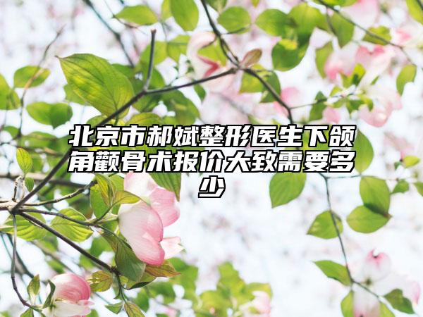 北京市郝斌整形醫(yī)生下頜角顴骨術(shù)報(bào)價(jià)大致需要多少