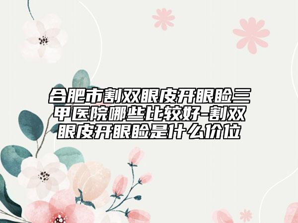 合肥市割雙眼皮開(kāi)眼瞼三甲醫(yī)院哪些比較好-割雙眼皮開(kāi)眼瞼是什么價(jià)位