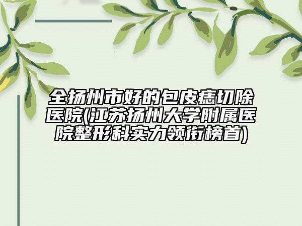 全揚州市好的包皮痣切除醫(yī)院(江蘇揚州大學(xué)附屬醫(yī)院整形科實力領(lǐng)銜榜首)