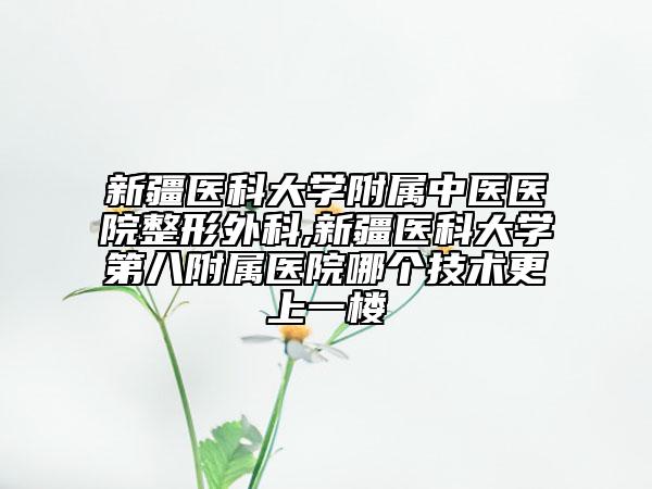 新疆醫(yī)科大學(xué)附屬中醫(yī)醫(yī)院整形外科,新疆醫(yī)科大學(xué)第八附屬醫(yī)院哪個技術(shù)更上一樓