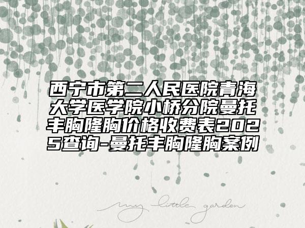 西寧市第二人民醫(yī)院青海大學醫(yī)學院小橋分院曼托豐胸隆胸價格收費表2025查詢-曼托豐胸隆胸案例