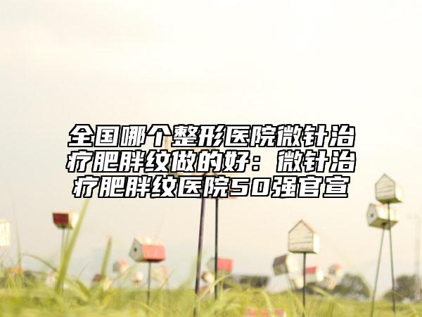 全國哪個整形醫(yī)院微針治療肥胖紋做的好：微針治療肥胖紋醫(yī)院50強官宣